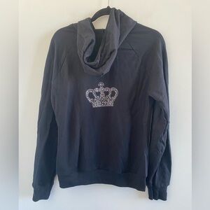 American Apparel Black Zip-Up Rhinestone Crown Hoodie Size XL New W/O Tag